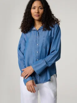 Bluse im Denim-Look
