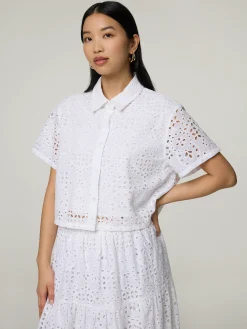 Bluse mit Lochstickerei