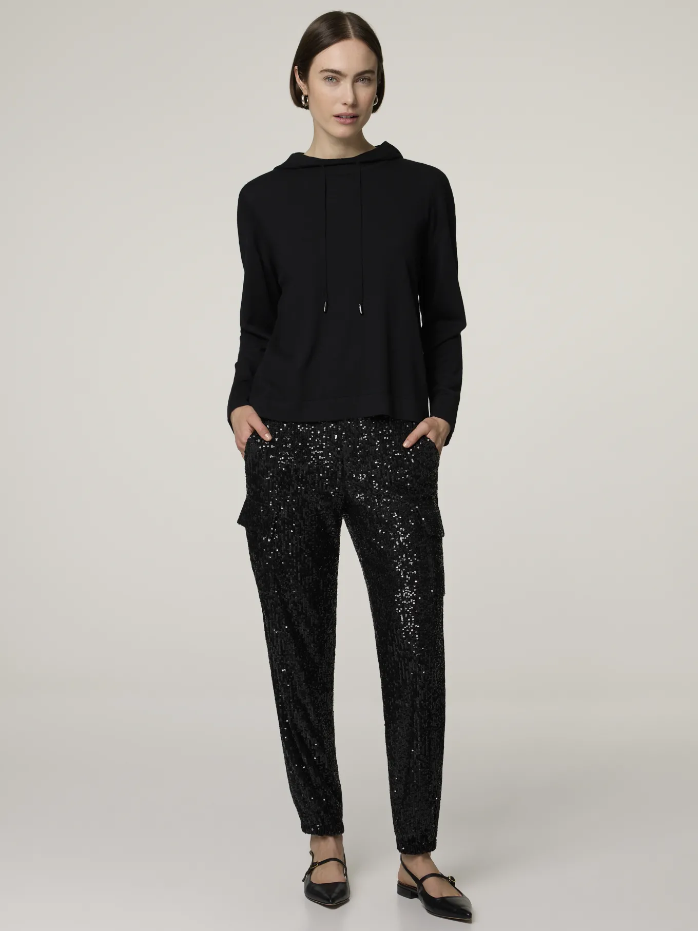 Cargohose mit Pailletten