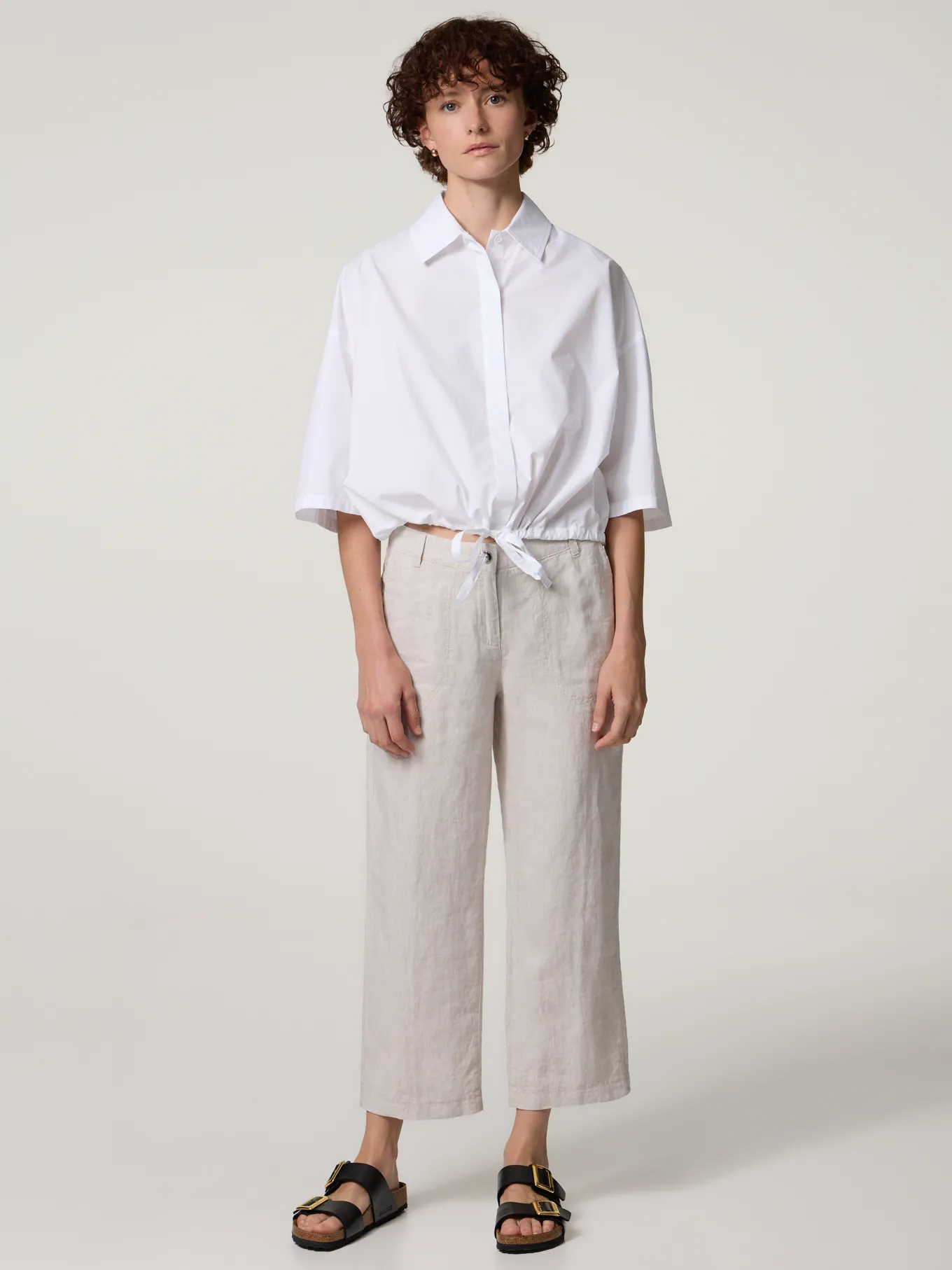 Culotte aus Leinen NORA CROPPED