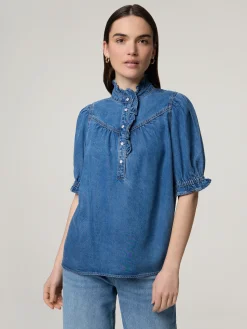 Kurzarmbluse aus Denim LOUISE