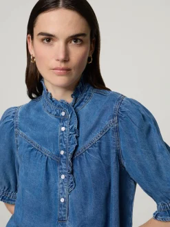 Kurzarmbluse aus Denim LOUISE