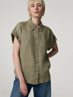 Kurzarmbluse aus Leinen