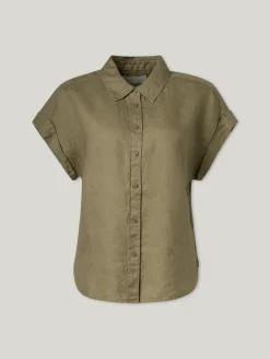 Kurzarmbluse aus Leinen