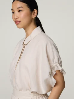 Kurzarmbluse aus Leinen