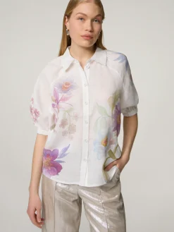 Kurzarmbluse aus Leinen