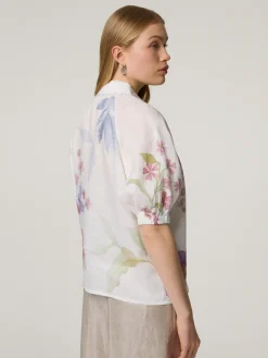 Kurzarmbluse aus Leinen