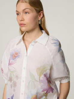 Kurzarmbluse aus Leinen