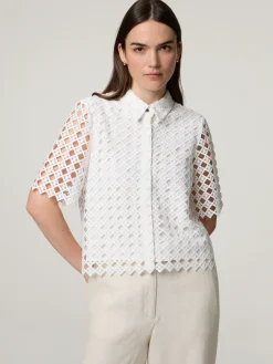 Kurzarmbluse aus Spitze