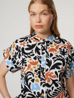 Kurzarmbluse mit Leinen LISON