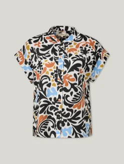 Kurzarmbluse mit Leinen LISON