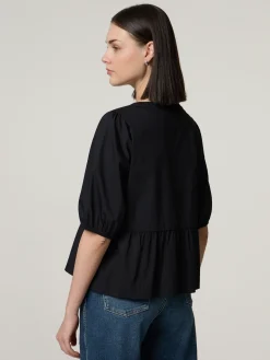 Kurzarmbluse mit Schleifen