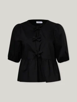 Kurzarmbluse mit Schleifen