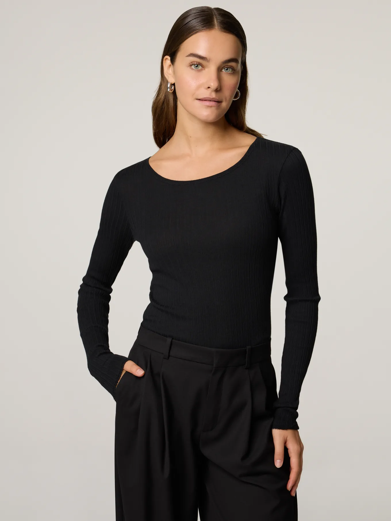 Langarmshirt mit Rippen HEJUNO