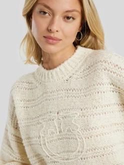 Lochstrickpullover mit Logo