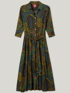 Maxikleid aus Viskose mit Gurt