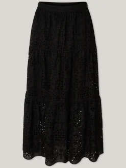 Midijupe aus Lochstickereien