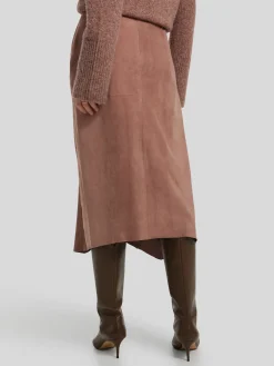 Midijupe aus Veloursleder