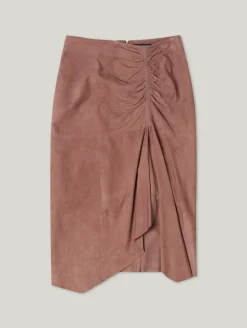 Midijupe aus Veloursleder