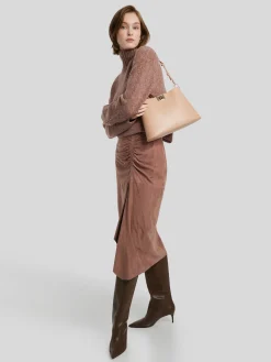 Midijupe aus Veloursleder