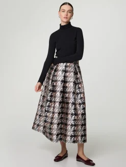 Midijupe mit Muster PIED IVORY