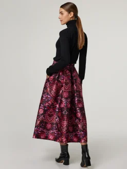 Midijupe mit Muster RED