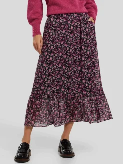 Midijupe mit Volants