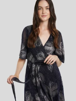 Midikleid mit Glitzer-Print