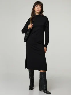 Midi-Strickkleid mit Stehkragen