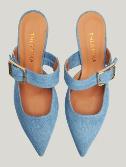 Mules-Pumps im Jeans-Look