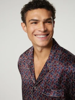 Pyjama-Set aus Seide mit floralem Print