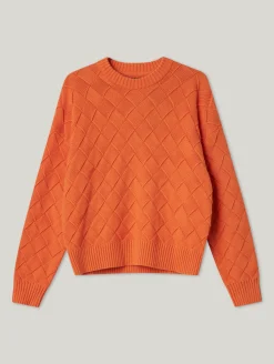 Rundhalspullover mit Webstruktur
