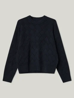 Rundhalspullover mit Webstruktur