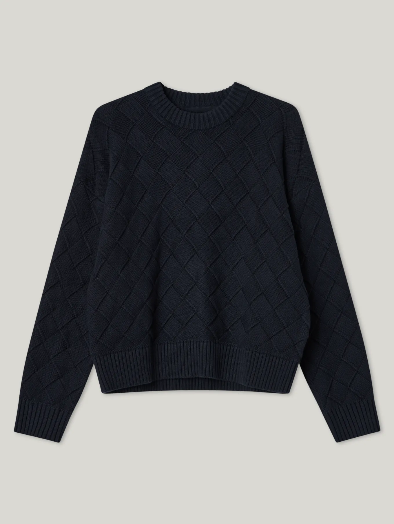 Rundhalspullover mit Webstruktur