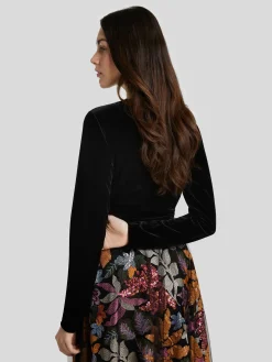 Samtshirt in Wickeloptik