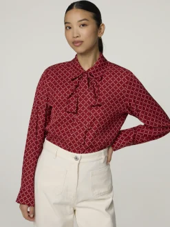 Schluppenbluse mit Print