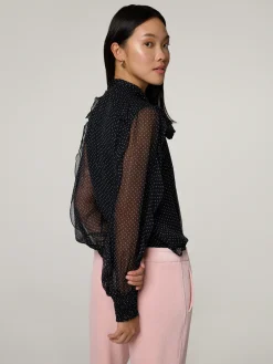 Schluppenbluse mit Punkt-Print