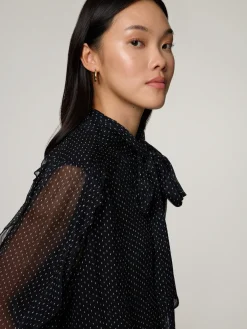 Schluppenbluse mit Punkt-Print