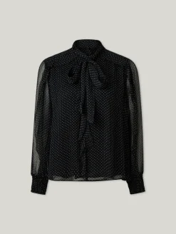 Schluppenbluse mit Punkt-Print
