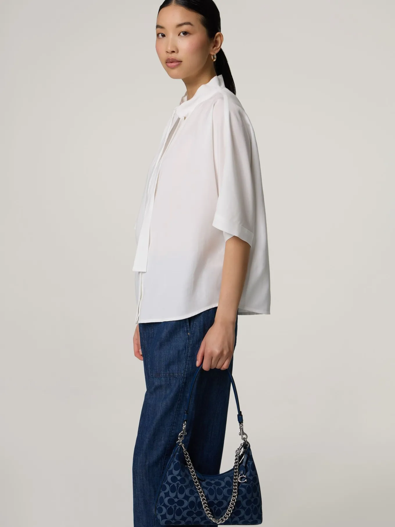 Schultertasche aus Denim JULIET