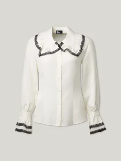 Seidenbluse mit Spitzendetails