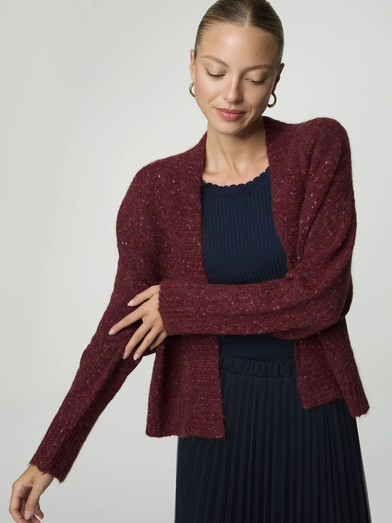 Strickjacke mit offenem Kragen