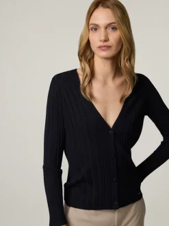 Strickjacke mit Rippen