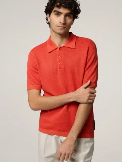 Strickpoloshirt mit Leinen