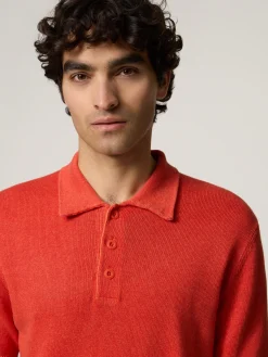 Strickpoloshirt mit Leinen