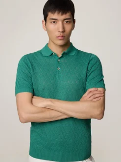 Strickpoloshirt mit Leinen