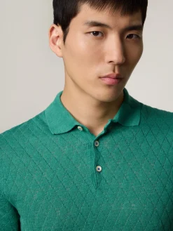 Strickpoloshirt mit Leinen