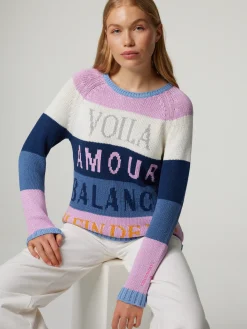 Strickpullover mit Schriftzug