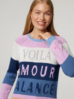 Strickpullover mit Schriftzug