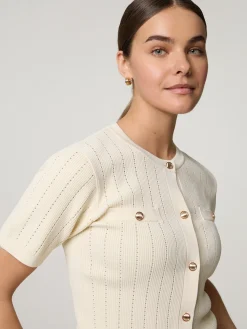 Strickshirt mit Lochstickerei